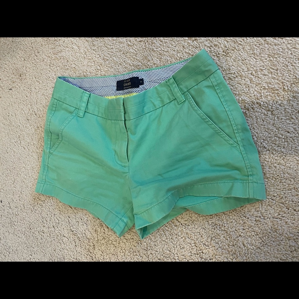 Green chino shorts